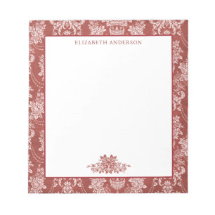 Elegantes rotes französisches Vintage-Toile Notizblock