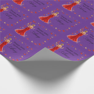 Elegantes rotes Geburtstagskleid zum 40. mit Schme Geschenkpapier