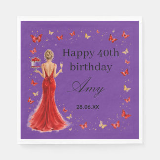 Elegantes rotes Geburtstagskleid zum 40. mit Schme Serviette