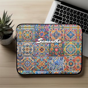 Elegantes rotes gelbes mexikanisches Talavera-Flie Laptopschutzhülle