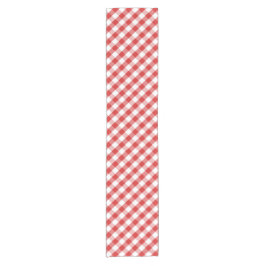 Elegantes rotes Gingham-Muster Kurzer Tischläufer