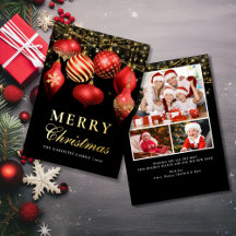 Elegantes Rotes Gold Ornamente Weihnachts-Foto