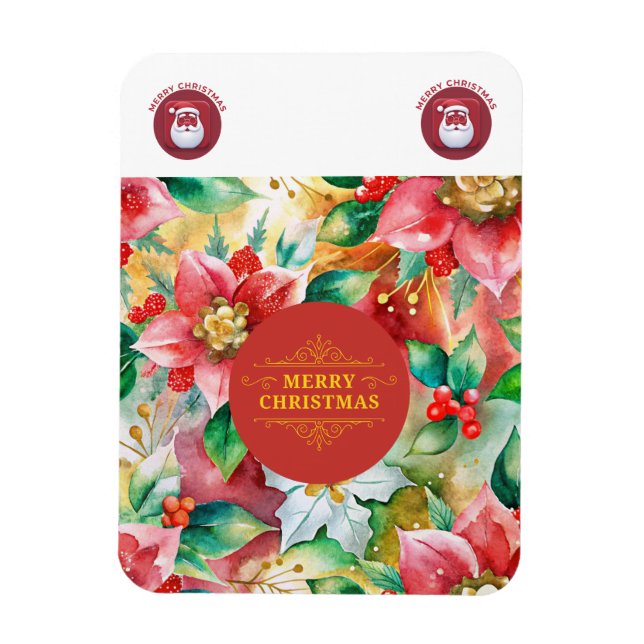 Elegantes Rotes & Gold Weihnachten Magnet (Vertikal)