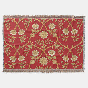 Elegantes rotes goldenes florales Gittermuster Decke