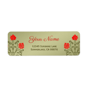 Elegantes rotes Golds Barock Etching Custom Label