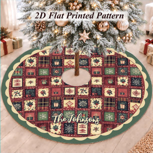 Elegantes rotes grünes festliches Weihnachtsmuster Polyester Weihnachtsbaumdecke