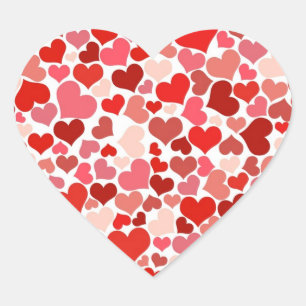 Elegantes rotes Herz-Muster Herz-Aufkleber