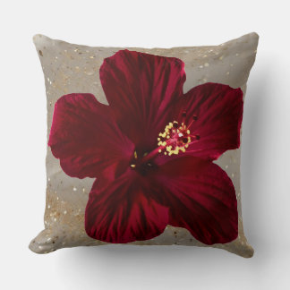 Elegantes rotes Hibiskus-Blumen-Wurfkissen | Tropi Kissen