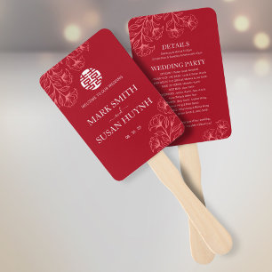Elegantes rotes Hochzeitsprogramm & Zeitplan Fächer