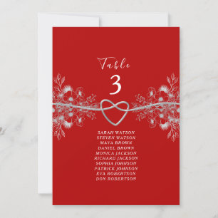 Elegantes rotes Hochzeitssitzplan
