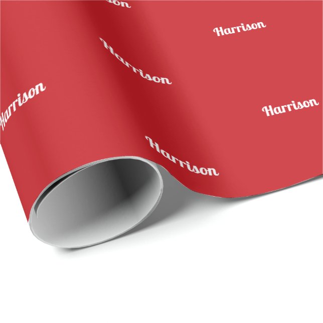 Elegantes rotes individuelle Name-Textmuster Weihn Geschenkpapier (Rolleneckpunkt)
