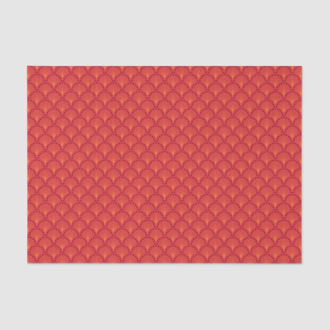 Elegantes rotes japanisches Scales-Muster Seidenpapier (Vorderseite)