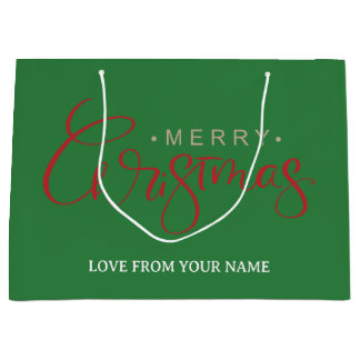 Elegantes rotes kalligrafisches Frohe Weihnachten Große Geschenktüte