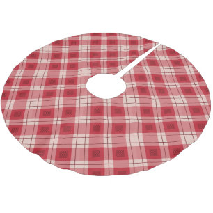 Elegantes Rotes Kariertes Treppenhaus Polyester Weihnachtsbaumdecke