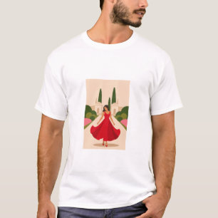 Elegantes rotes Kleid. T-Shirt