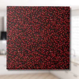 Elegantes rotes Konfetti auf schwarzem Glitter-Sty Fliese