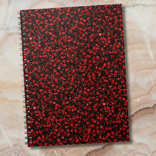 Elegantes rotes Konfetti auf schwarzem Glitter-Sty Notizblock