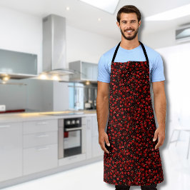 Elegantes rotes Konfetti auf schwarzem Glitter-Sty Schürze