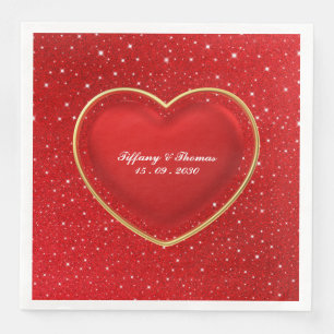 Elegantes Rotes Liebe Herz   Hochzeit Serviette