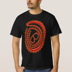 Elegantes rotes Linien abstraktes florales Spiralm T-Shirt