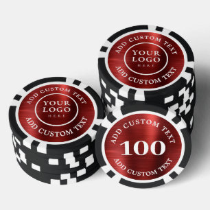 Elegantes rotes Logo & Text Business Casino Nacht Pokerchips