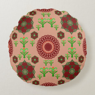 Elegantes rotes Mandala-Geometrie-Bettwäsche- & He Rundes Kissen