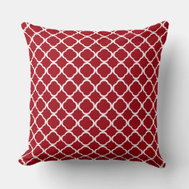 Elegantes rotes marokkanisches Quatrefolienmuster Kissen