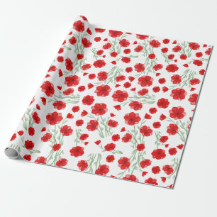 Elegantes rotes Mohnmuster Geschenkpapier
