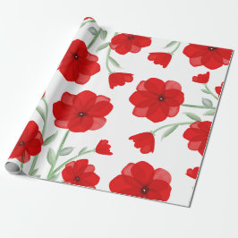 Elegantes rotes Mohnmuster Geschenkpapier