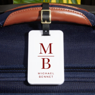 Elegantes rotes Monogramm Gepäckanhänger