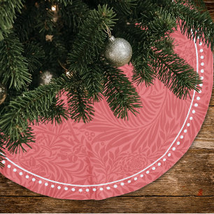 Elegantes rotes Muster gepunktete Grenzen Polyester Weihnachtsbaumdecke