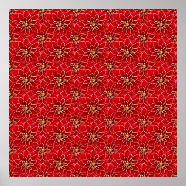 Elegantes rotes Muster Poster (Vorne)