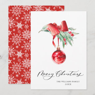 Elegantes rotes Ornament Frohe Weihnachtsgrüße Feiertagskarte