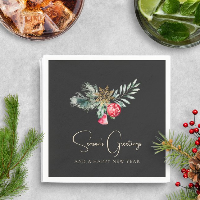 Elegantes Rotes Ornament Gold Modernes Party Serviette (Von Creator hochgeladen)