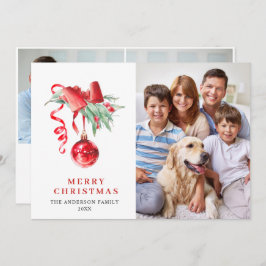 Elegantes Rotes Ornament Weihnachten Gruß 3 FOTO