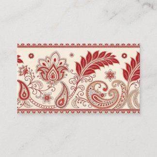 Elegantes rotes Paisley Blumenmuster - Traditionel Begleitkarte