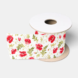 Elegantes rotes Pfefferblatt & grüne Blätter Blume Satinband