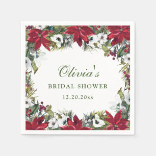 Elegantes Rotes Poinsettia BRAUTPARTY Serviette