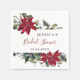 Elegantes Rotes Poinsettia BRAUTPARTY Serviette