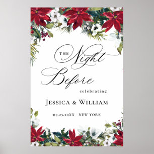Elegantes rotes Poinsettien PROBEDESSER Willkommen Poster