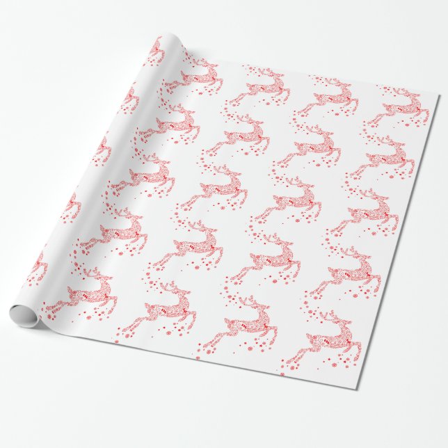 Elegantes rotes Ren Geschenkpapier (Ungerollt)