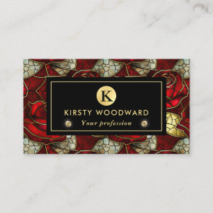 Elegantes rotes Rosen-Buntglas-Muster Visitenkarte