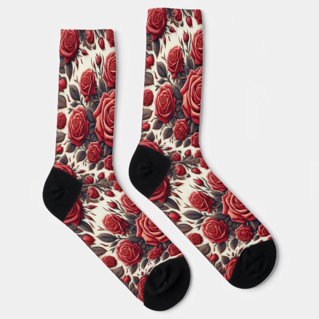 Elegantes rotes Rosen-Mandala Socken (Rechts)