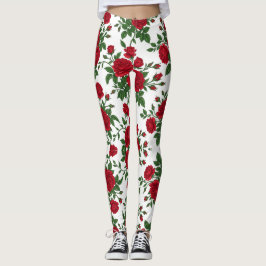 Elegantes rotes Rosen nahtloses Blumenmuster Leggings