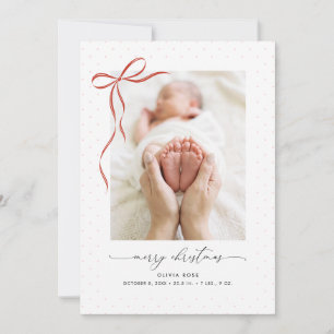 Elegantes rotes Schleifen-Babys erstes Weihnachtsf Feiertagskarte