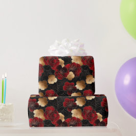Elegantes rotes, schwarzes und goldfarbenes Marmor Geschenkpapier