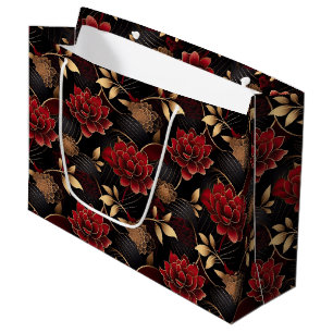 Elegantes rotes, schwarzes und goldfarbenes Marmor Große Geschenktüte