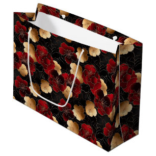 Elegantes rotes, schwarzes und goldfarbenes Marmor Große Geschenktüte