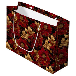 Elegantes rotes, schwarzes und goldfarbenes Marmor Große Geschenktüte