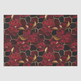 Elegantes rotes, schwarzes und goldfarbenes Marmor Seidenpapier